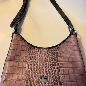 Dooney & Bourke Mauve/ purple Croc-Embossed Shoulder Bag